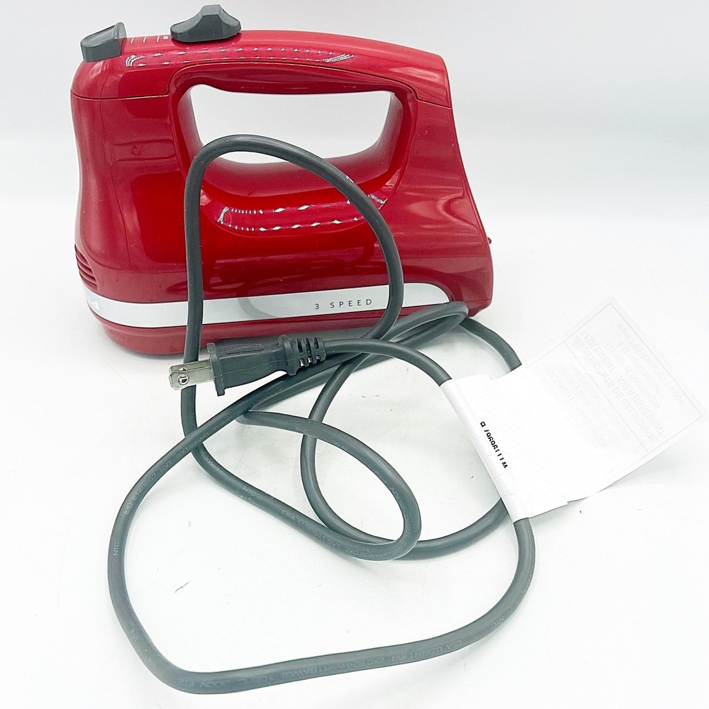 KitchenAid Hand Mixer Red 3 Speed Ultra Power KHM312ER no beaters - Picture 9 of 10